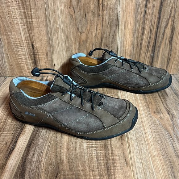 Ahnu Womens Casual Leather Shoes Brown Bungee Lace Suede EUC 2308SMBR Size 9 - Picture 2 of 8